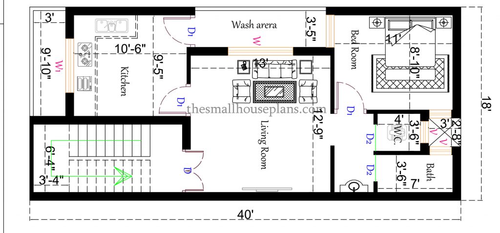 18x40 small house plan