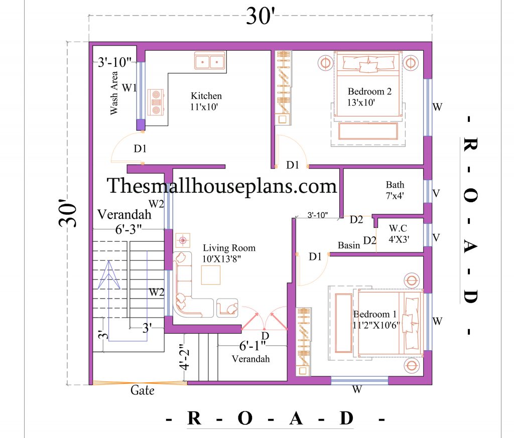 30x30 House Plan With Interior Cut Section The Small House Plans