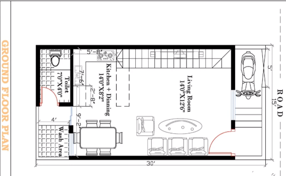 15x30 house plan | Duplex house plan, 3D elevation & interior cut section