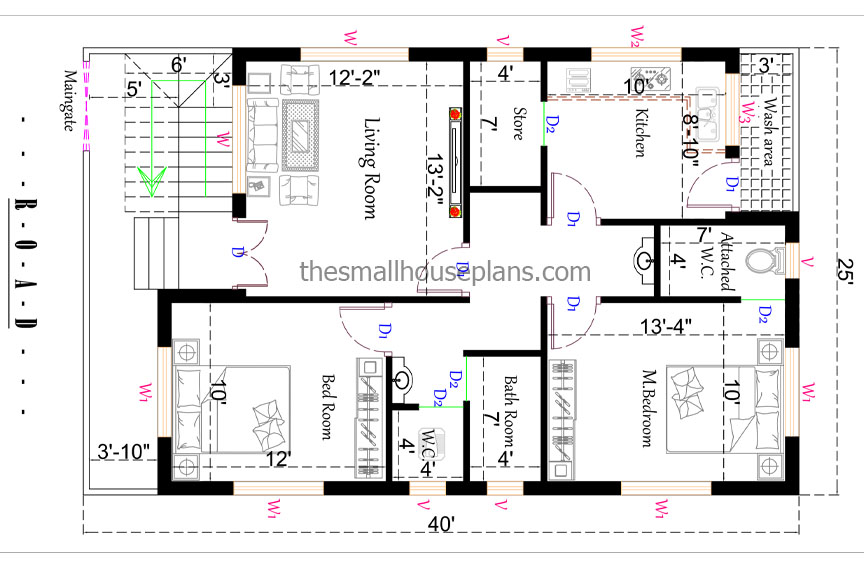 49 Ft 2 Bhk House Plan In 1667 Sq