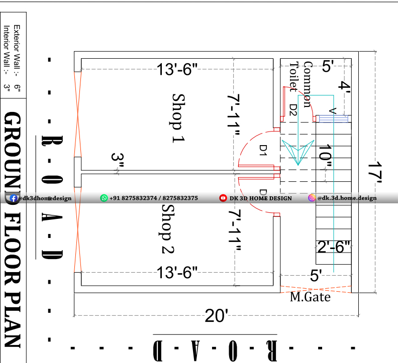 G 2 House Elevation With Shop And Its 3 Floor House Plan